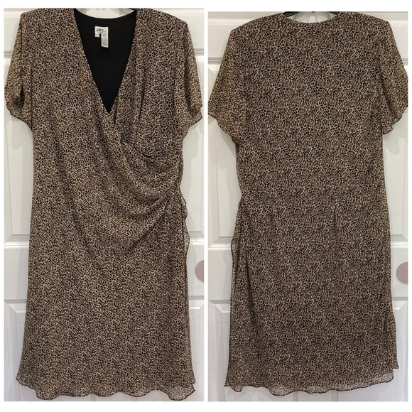 JBS LTD Animal Print Cheetah Leopard Wrap Chiffon Lined Dress Size 24W - Picture 1 of 9